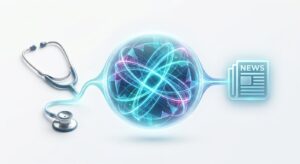 의료 정보 소통과 공신력을 상징하는 3D 일러스트